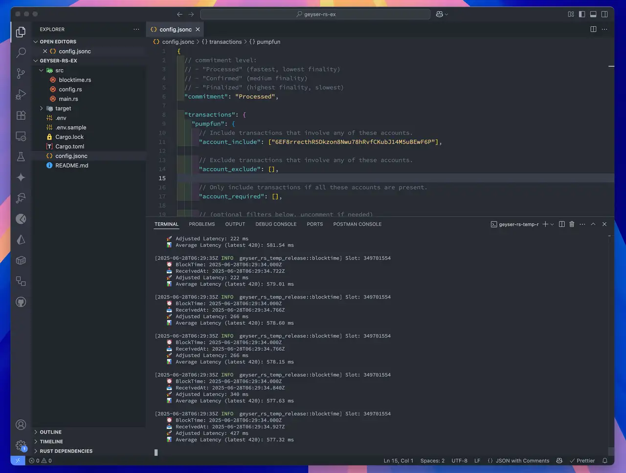 Geyser Rust VSCode