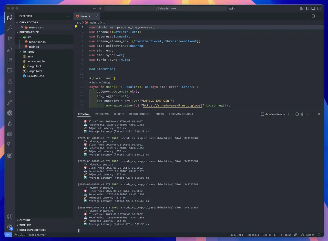 Shreds Rust VSCode